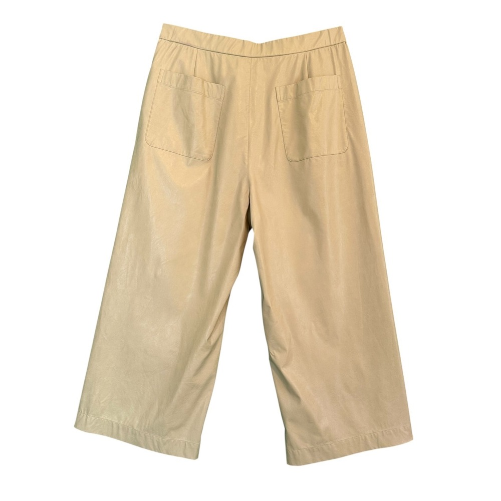 Tyler Boe Peyton Pleather Pants Wide‎ Leg Crop Faux Leather Womens 10 Tan - Picture 13 of 15